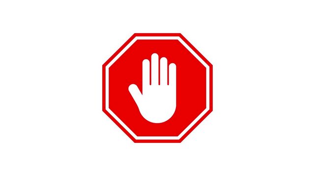 Prohibitory sign Animation with a raised hand