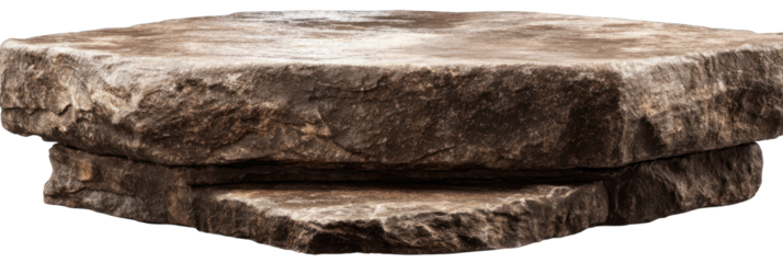 Stacked,  brown stone tabletop.  Natural rock,  rustic design