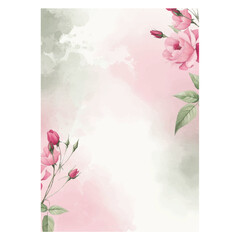 Elegant Floral Wedding Invitation Background with Pink Roses – Watercolor Design