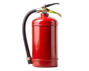 Red fire extinguisher isolated on transparent background