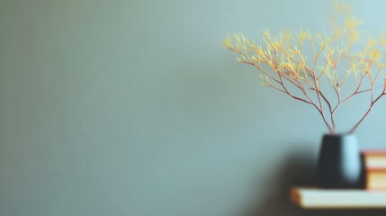 Obraz premium Elegant minimalist decor featuring a dried plant arrangement on a shelf