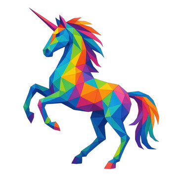 Color and geometry meet unicorn in fantasy magic creating vibrant creativity and artistic design, PNG Transparent