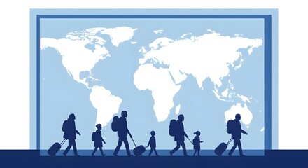 International Migrants Day Families Traversing Borders in a Global Landscape Illustration