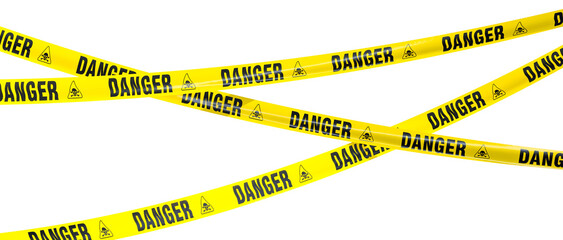 3d Yellow warning tape transparent background