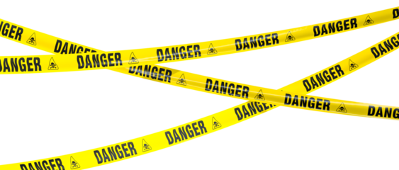 3d Yellow warning tape transparent background