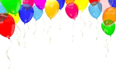 Selbstklebende Fototapeten Ballon Colorful balloons floating 3d transparent background  © tiero