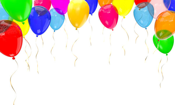 Colorful balloons floating 3d transparent background
