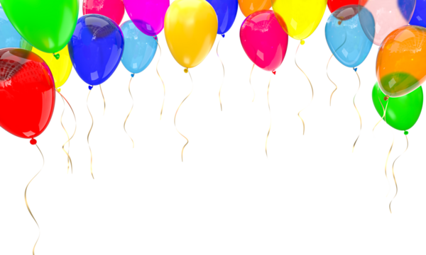 Colorful balloons floating 3d transparent background