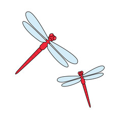 2匹の赤とんぼのシンプルなイラスト