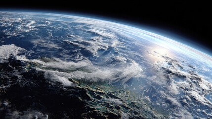 Fototapeta premium View of earth from space showing north america and atlantic ocean during day