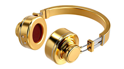 Golden Headphones: An eye-level shot showcases a pair of premium, golden headphones, inviting viewers into a world of auditory excellence.