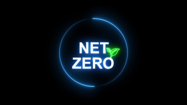"Eco Neon Light Animation | Net Zero Carbon Emission & Green Energy Concept | 4K Motion Graphic"