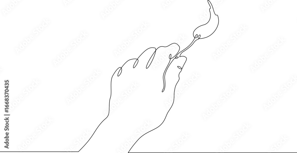 Poster continuous single line drawing hand with a lit match.linear design. one continuous line isolated min