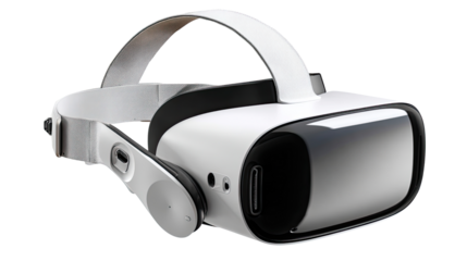 Virtual Reality Headset: A sleek, modern virtual reality headset, meticulously designed for immersive digital experiences.