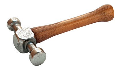 A metal hammer with a wooden handle