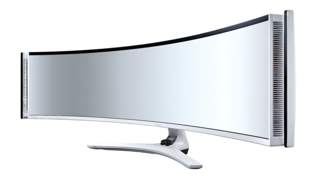 Curved Monitor Display: Showcasing a sleek, curved monitor, exuding sophistication and technological innovation. A symbol of modern design.