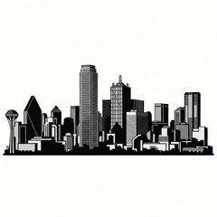 Monochrome Skyline Illustration of an urban metropolis against bright background