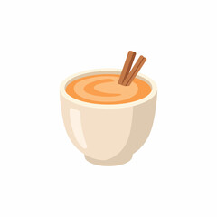Cartoon Illustration of a Creamy Autumn Spiced Drink in a Bowl.