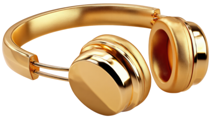 Golden Serenity: Experience the fusion of audio and art as a meticulously crafted, shining golden headphone rests.