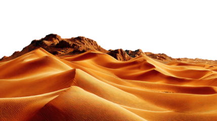 Desert Dunes: Capturing the mesmerizing beauty of an expansive desert landscape, with rolling sand dunes and rugged mountain terrain under a vibrant sky.