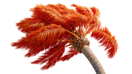 Palm Tree in a Hurricane: A singular palm tree stands resolute against the ferocity of a hurricane, its vibrant fronds whipping in the strong winds. Capturing nature's power.