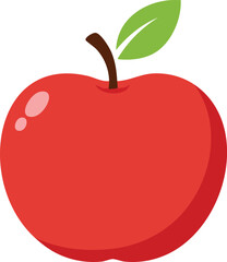 Vibrant red apple with a fresh green leaf, symbolizing healthy eating and natural goodness in a delightful fruit illustration