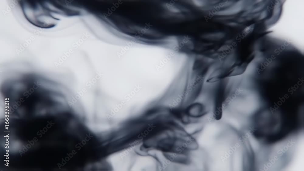 Poster mesmerizing black ink diffusion: dynamic abstract fluid art motion background