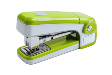 Bright lime-green stapler with white accents