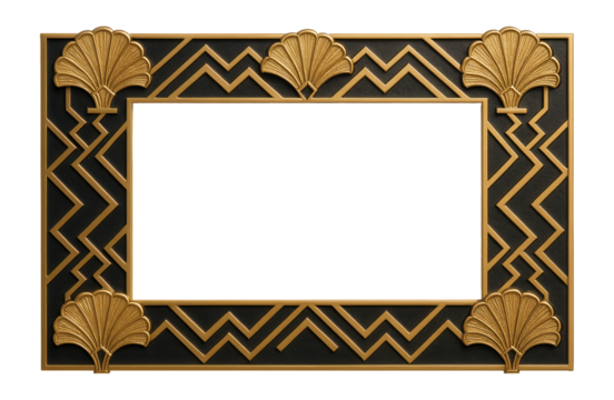 Art Deco style border with fan motifs and zigzags