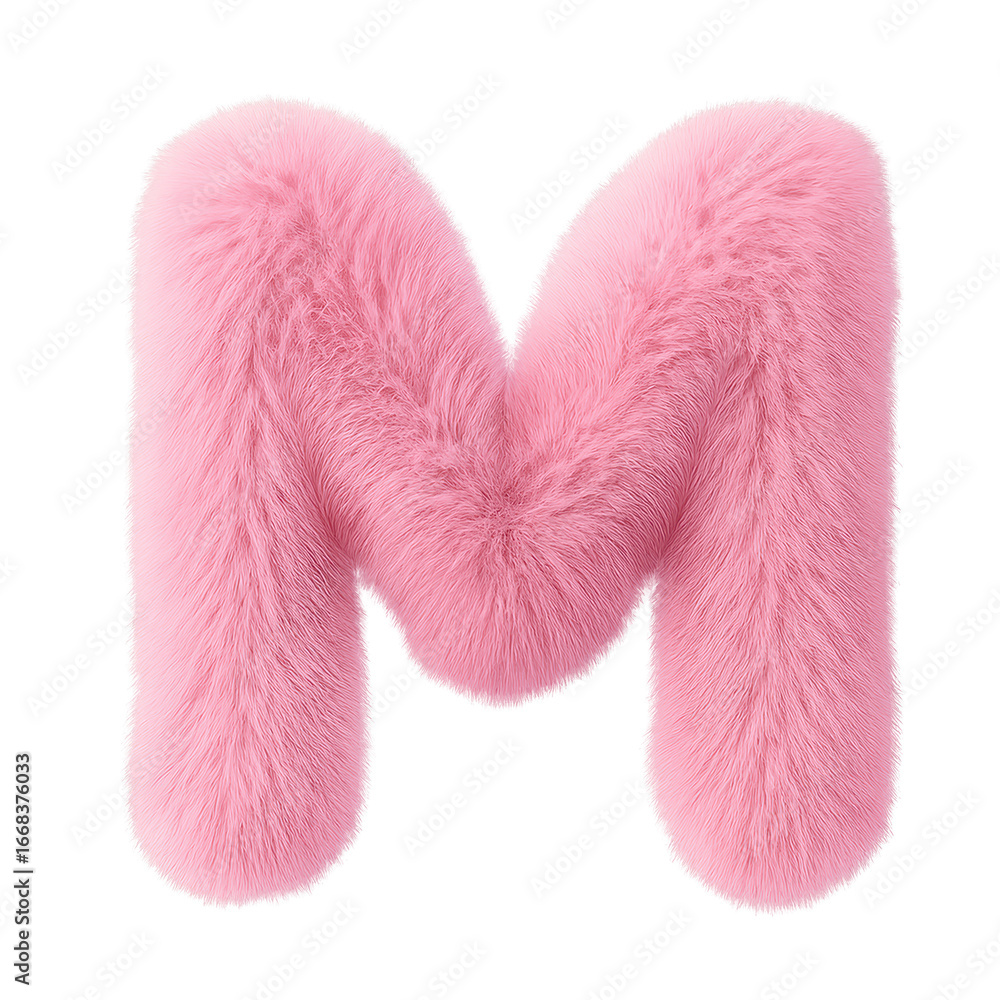 Aufkleber pink fluffy letter m with soft texture and unique design showing playful character and stylish typog