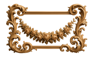 Baroque border with ornate scrolls and floral garlands