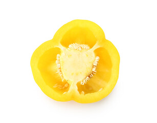 Half of yellow bell pepper on white background