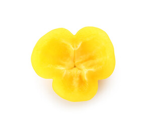 Cut yellow bell pepper on white background