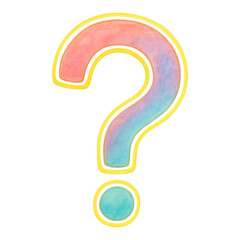 Naklejka premium PNG Colorful watercolor question mark illustration.