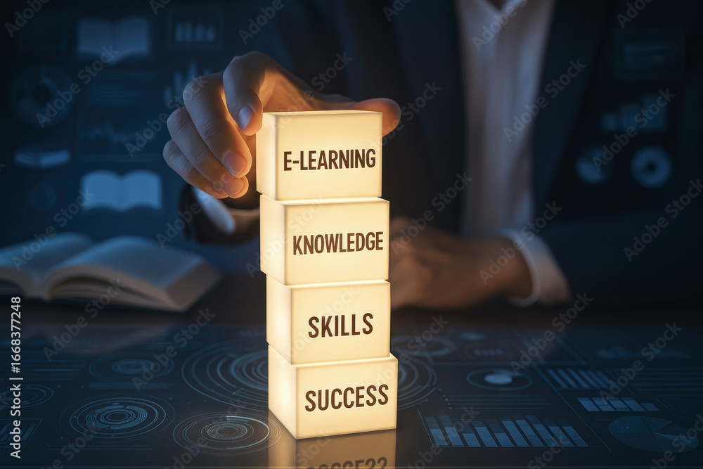 Poster e-learning and knowledge build skill success through education development growth using futuristic d