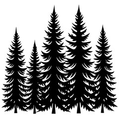 Fototapeta premium Minimalist Pine Trees Silhouette Vector