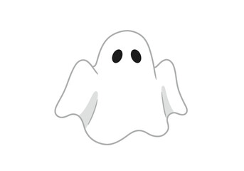 A simplistic white ghost with dark round eyes