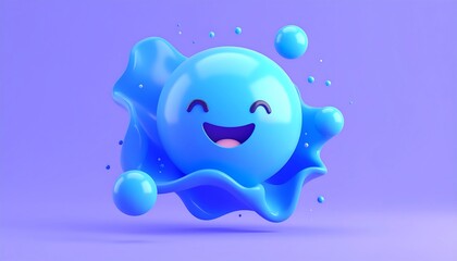 3D render of a happy blue sphere