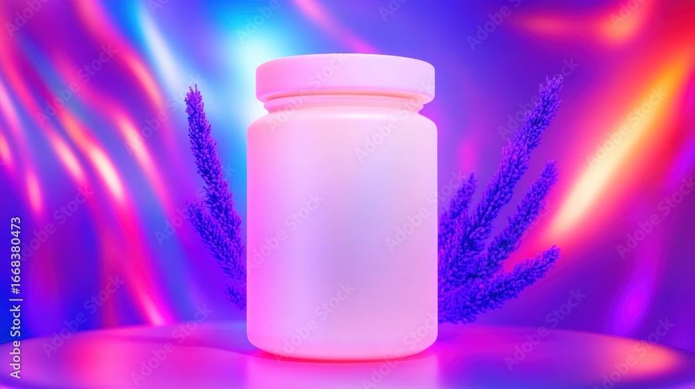 Aufkleber unique jar surrounded by lavender on a colorful illuminated table setting