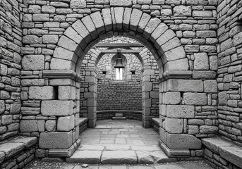 Fototapeta premium Ancient Stone Ruins with a Bell
