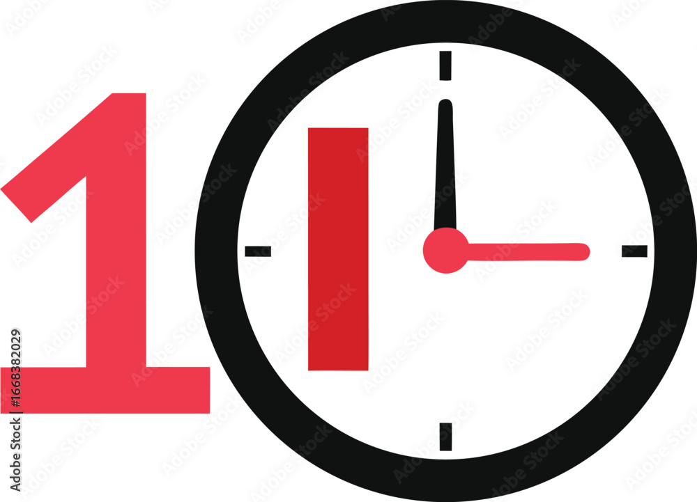 Aufkleber scalable vector graphic of a clock face indicating 11 o'clock with bold number 10 illustration