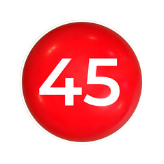 Red Sphere Or Button With Number 45