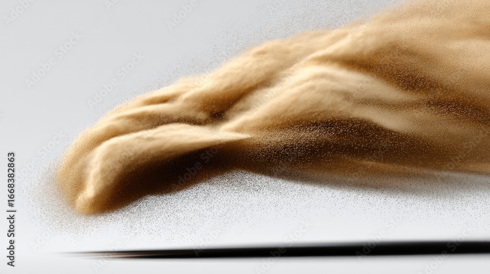 Poster golden dust cloud thin sand wave abstract motion dynamic texture side view soft light floating parti