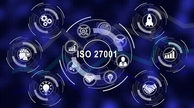 Iso 27001 information security management system concepts and digital graphics