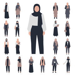 Vector elements set of women hijab fashion