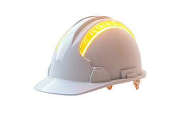 White safety helmet with bright yellow accent