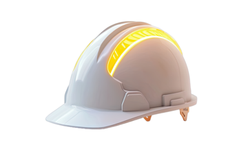 White safety helmet with bright yellow accent