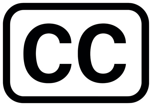 Closed captions icon vector: simplistic cc emblem for media accessibility and video content