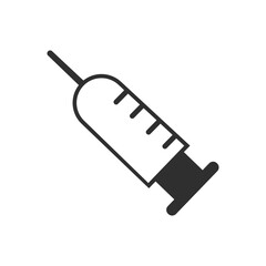 Medical syringe icon. The syringe is filled with a vaccine solution. Vector Illustration of medical syringe with needle. Injection syringe vaccine medical icon vector illustration design