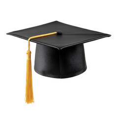 Classic black graduation cap with gold tassel